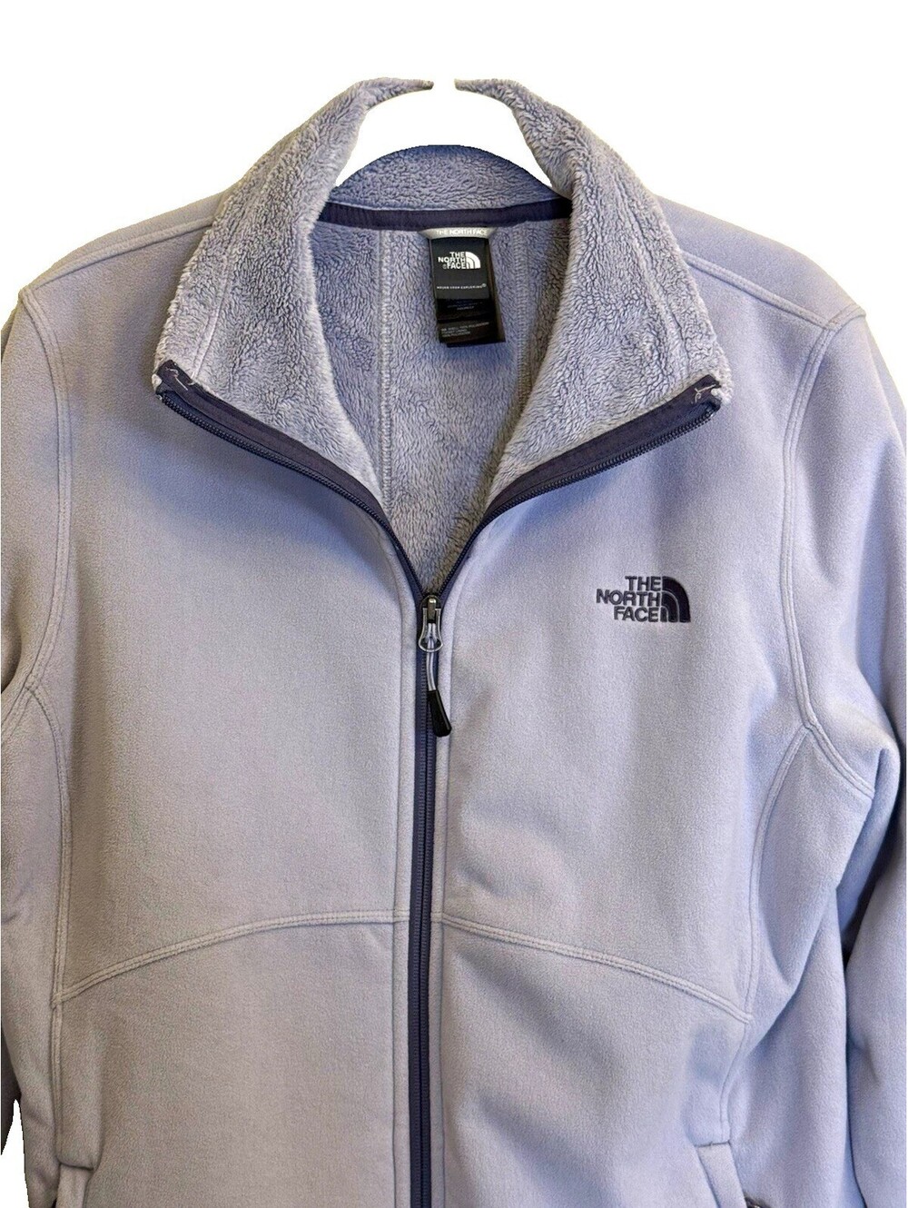The North Face Morning Glory Womens L Light Gray Fleece Full Zip Jacket C708